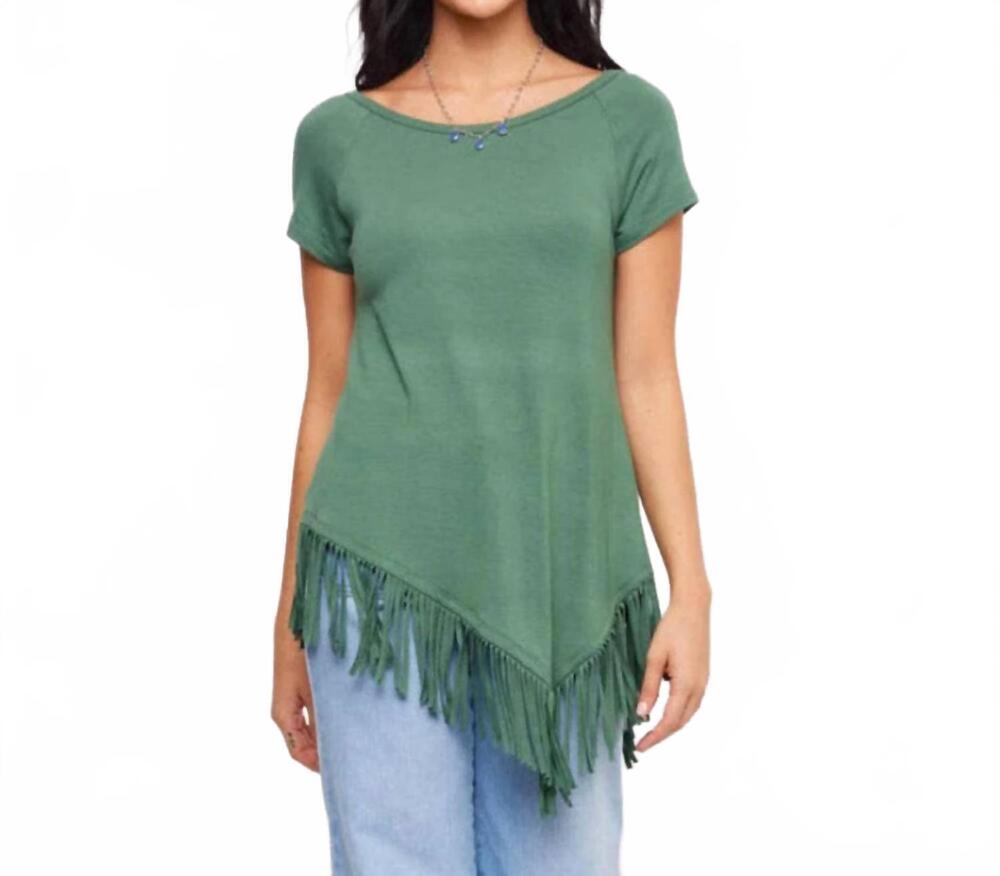 NEW KAREN KANE angled fringe top in jade